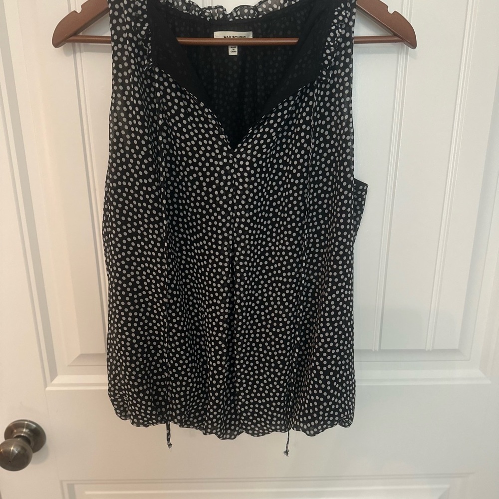 Max Studio Black and White Polka Dot Blouse